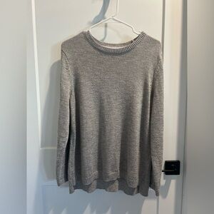 J Jill Gray Silver Metallic Sweater Long Sleeves Cotton Blend Holiday